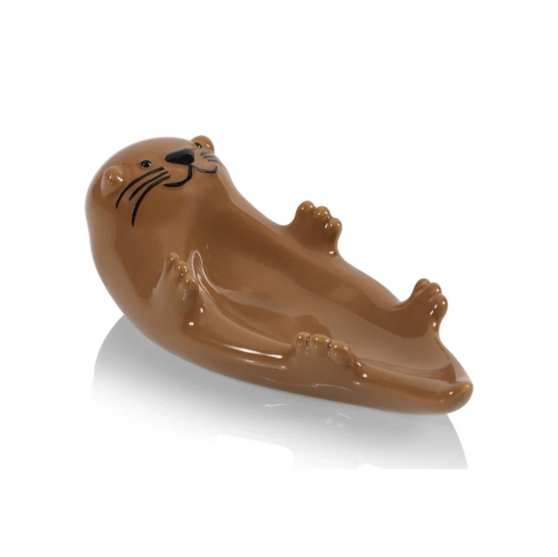 Portagioie o svuotatasche a forma di lontra in ceramica